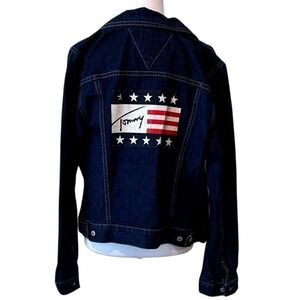 Vintage Tommy Hilfiger Jacket Flag Patch Denim Sz M